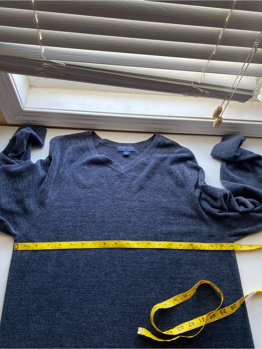 Barefoot Dreams CozyChic Ultra Lite V-Neck Sweater XL Navy Soft Knit Pullover - Picture 9 of 12